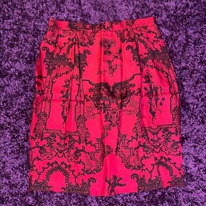 Evan Picone Vintage Red Midi Pencil Skirt Pleated Cocktail
